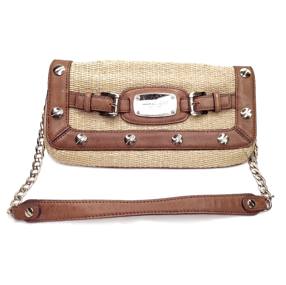 MK Straw/Leather Clutch Purse